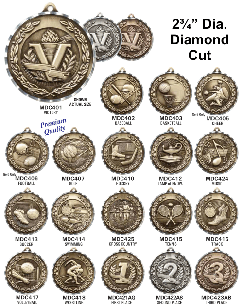 MDC4 Diamond Cut Medals (2" Dia.)