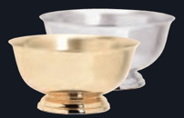 Silver & Brass Bowls on Walnut Bases