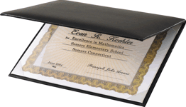 Padded Certificate Holder (shown with horizontal display). Click for larger image.