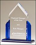 A6927 Peak Series acrylic award.
    Clear upright with blue accents, black acrylic base with blue mirror top.