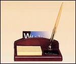 543 Rosewood piano-finish desk organizer with business card holder, pen and notepad